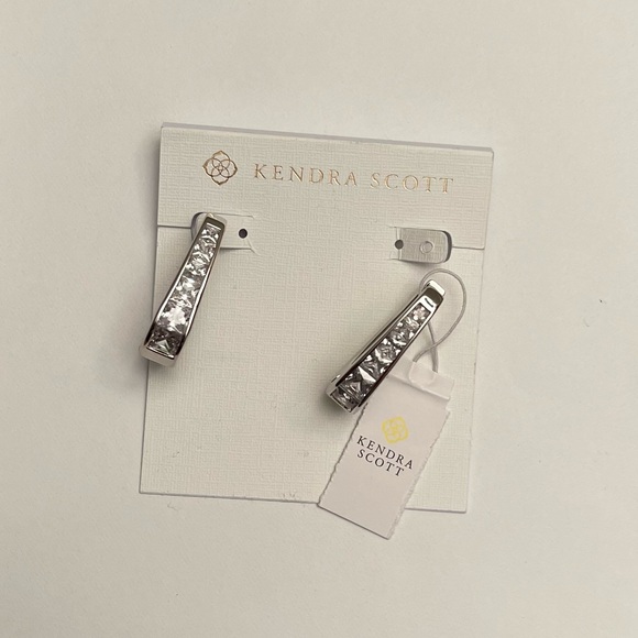 NWT Kendra Scott Parker Hoop Earrings White Crystal - Picture 6 of 9